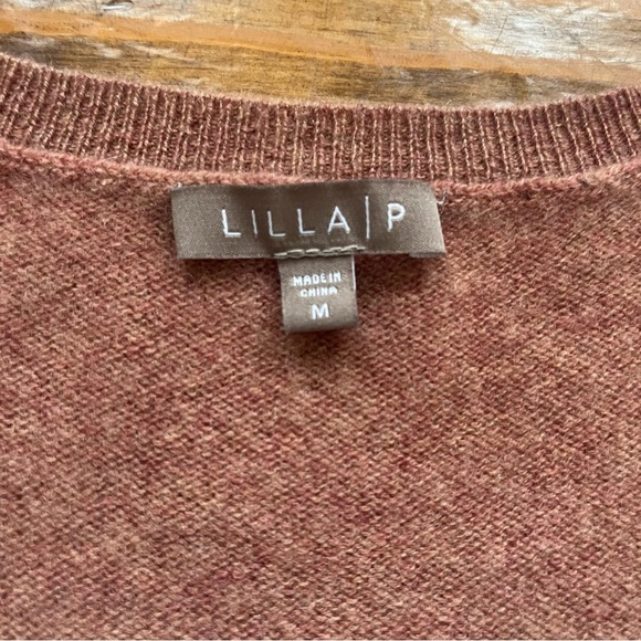 Lilla P 100% Cashmere Knit V-neck Sweater Meave size M Soft - Picture 4 of 15